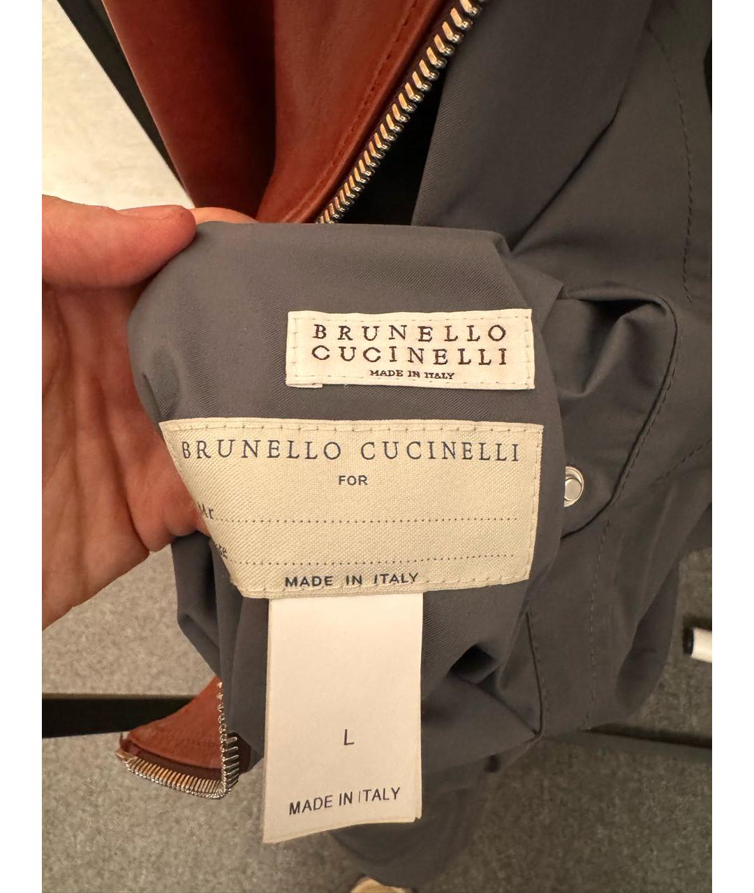 BRUNELLO CUCINELLI Коричневая кожаная куртка, фото 3