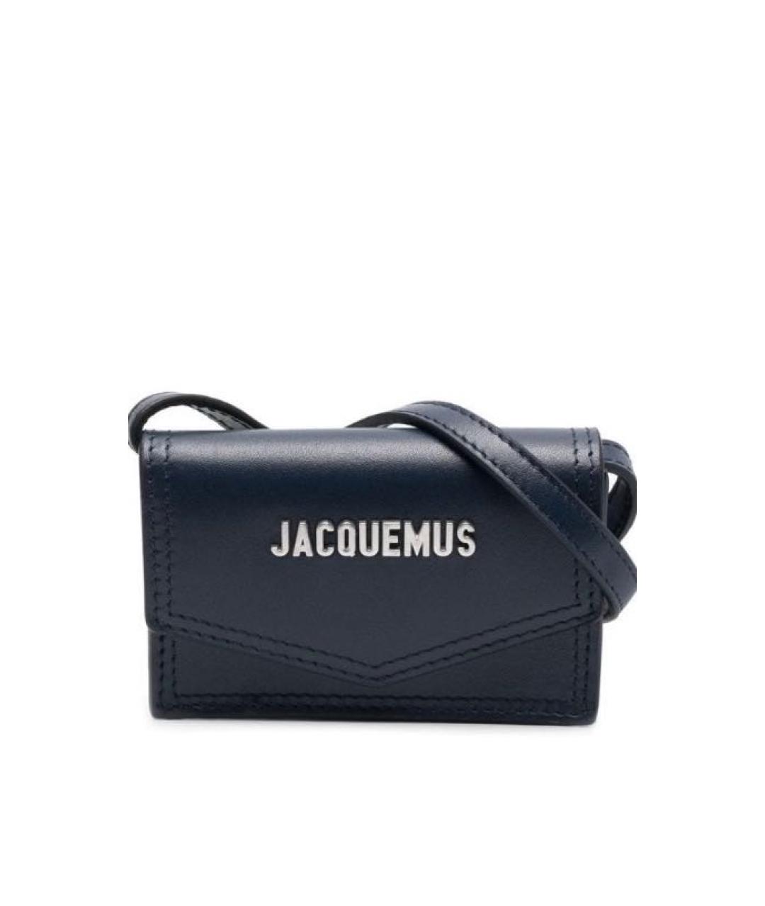 JACQUEMUS Темно-синяя кожаная поясная сумка, фото 1