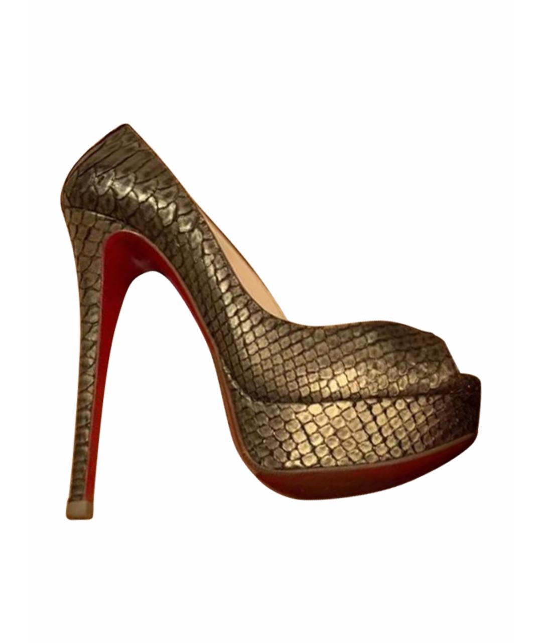 CHRISTIAN LOUBOUTIN Золотые кожаные босоножки, фото 1