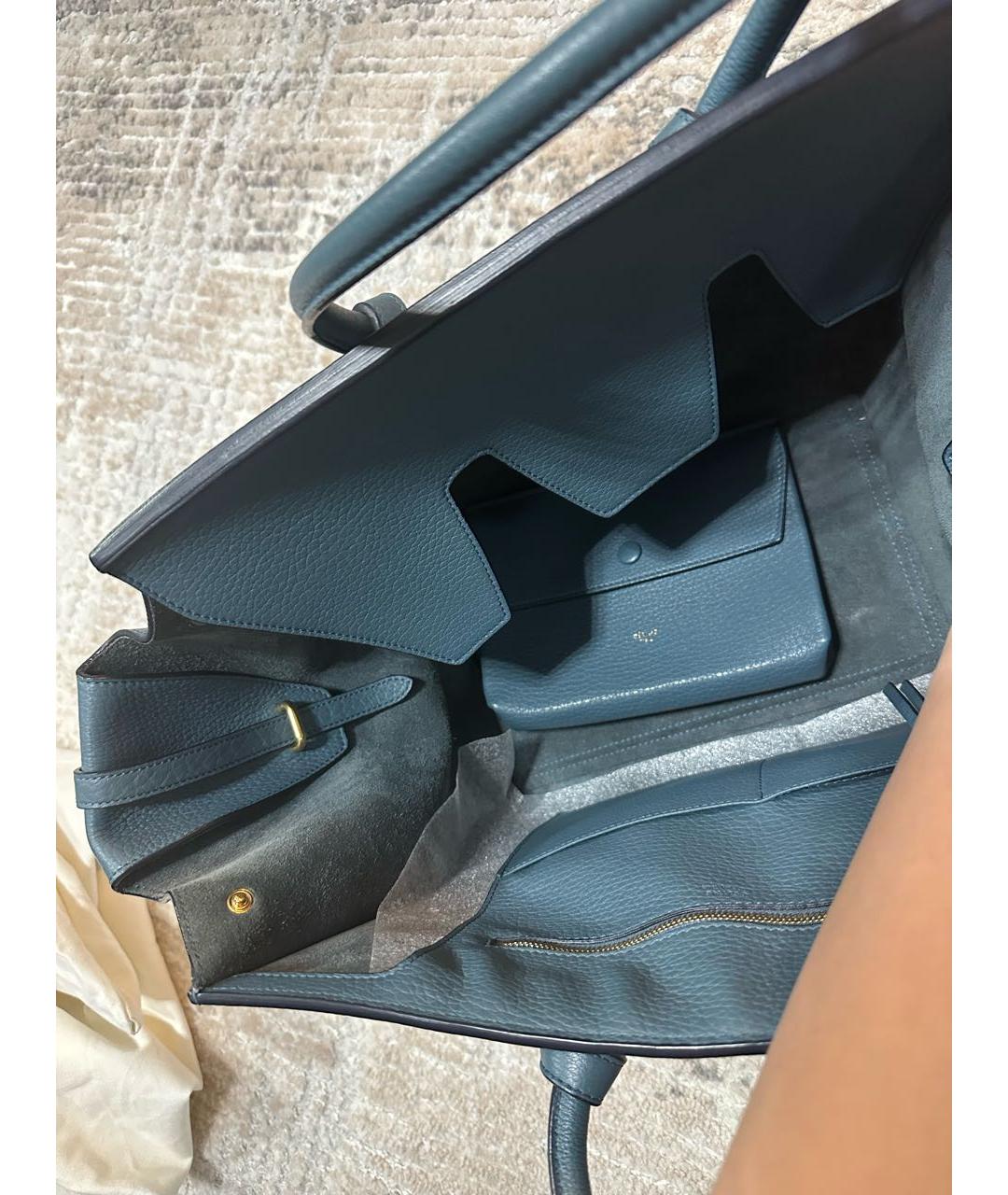 CELINE PRE-OWNED Голубая кожаная сумка с короткими ручками, фото 2
