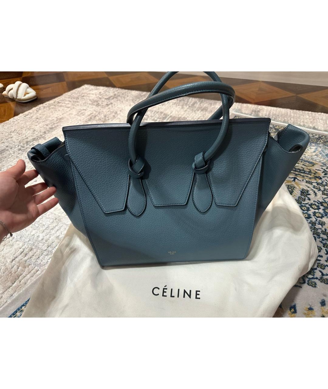 CELINE PRE-OWNED Голубая кожаная сумка с короткими ручками, фото 6