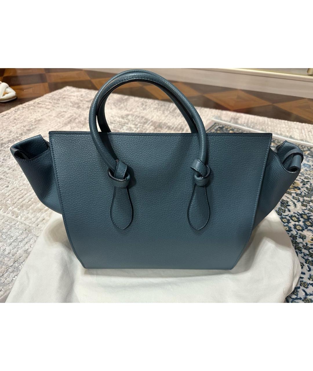 CELINE PRE-OWNED Голубая кожаная сумка с короткими ручками, фото 5