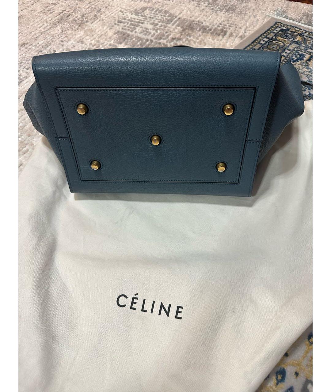 CELINE PRE-OWNED Голубая кожаная сумка с короткими ручками, фото 4