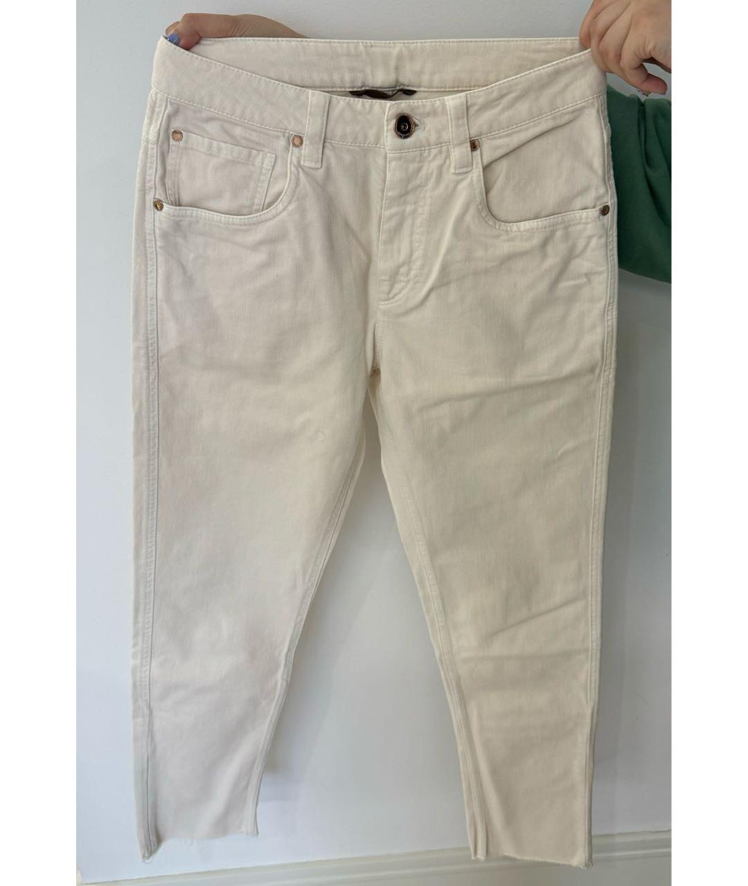 BRUNELLO CUCINELLI Белые хлопковые прямые джинсы, фото 3