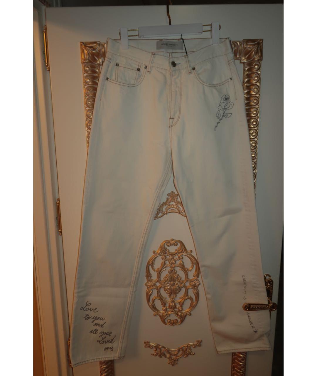 GOLDEN GOOSE DELUXE BRAND Белые хлопковые прямые джинсы, фото 8