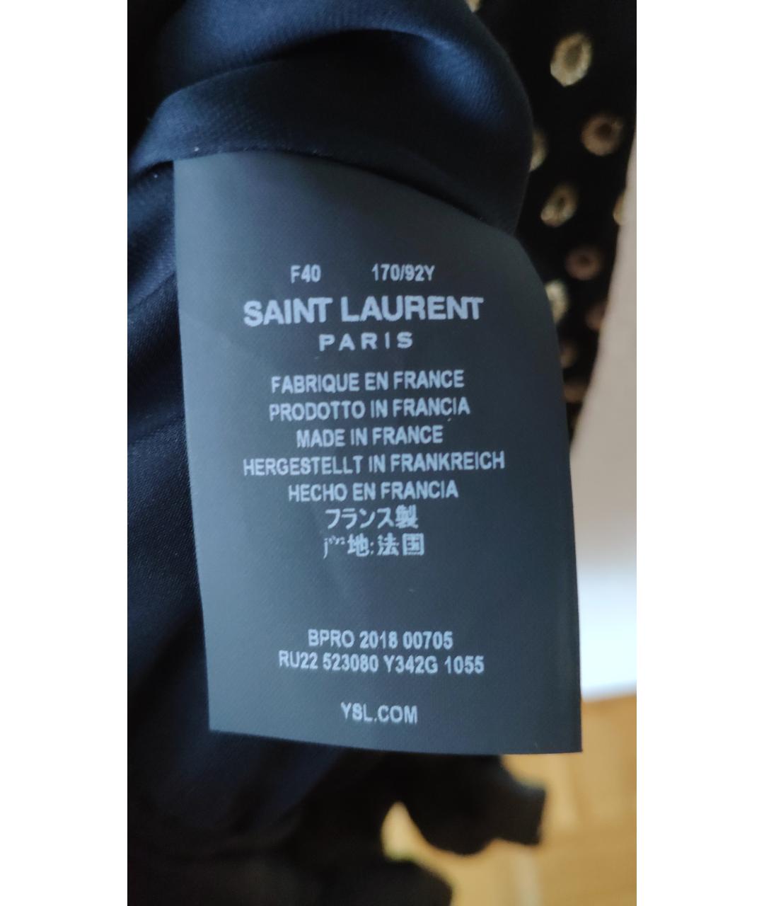 SAINT LAURENT Черное шелковое платье, фото 4