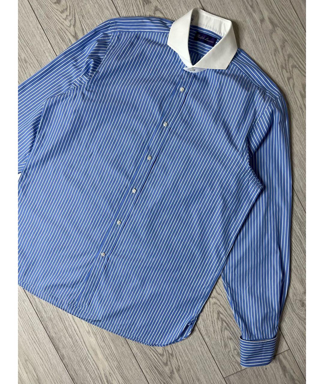 RALPH LAUREN PURPLE LABEL Синяя хлопковая классическая рубашка, фото 3