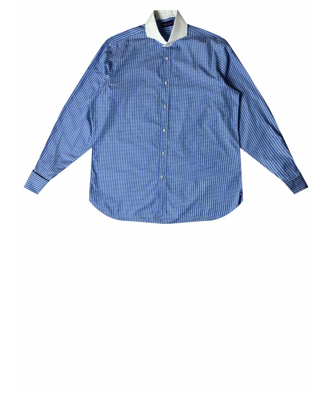 RALPH LAUREN PURPLE LABEL Синяя хлопковая классическая рубашка, фото 1