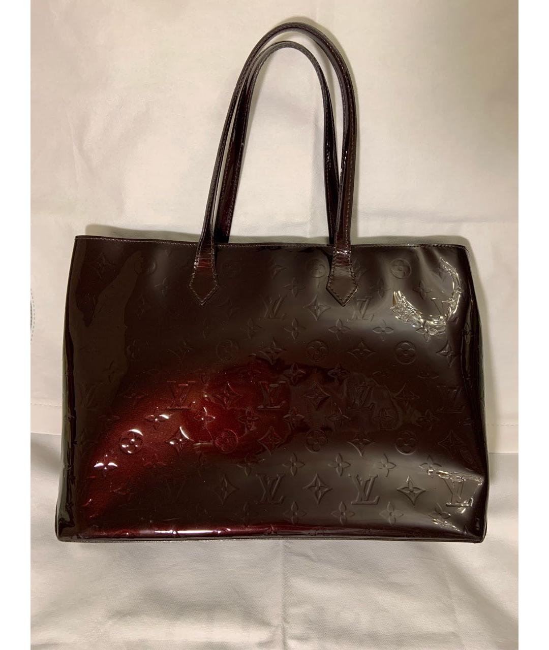 LOUIS VUITTON PRE-OWNED Бордовая сумка тоут из лакированной кожи, фото 3