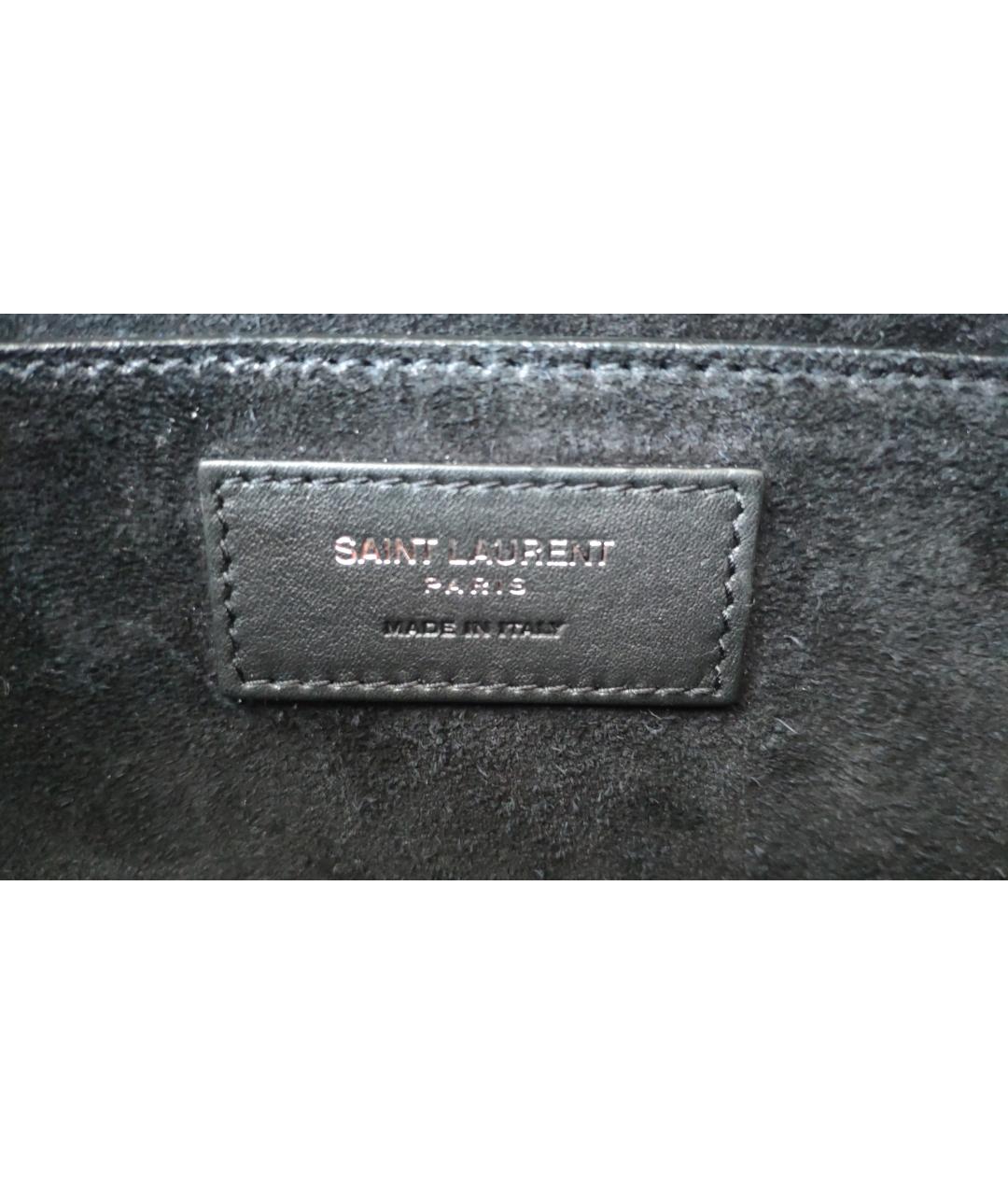 SAINT LAURENT Черная кожаная сумка с короткими ручками, фото 9