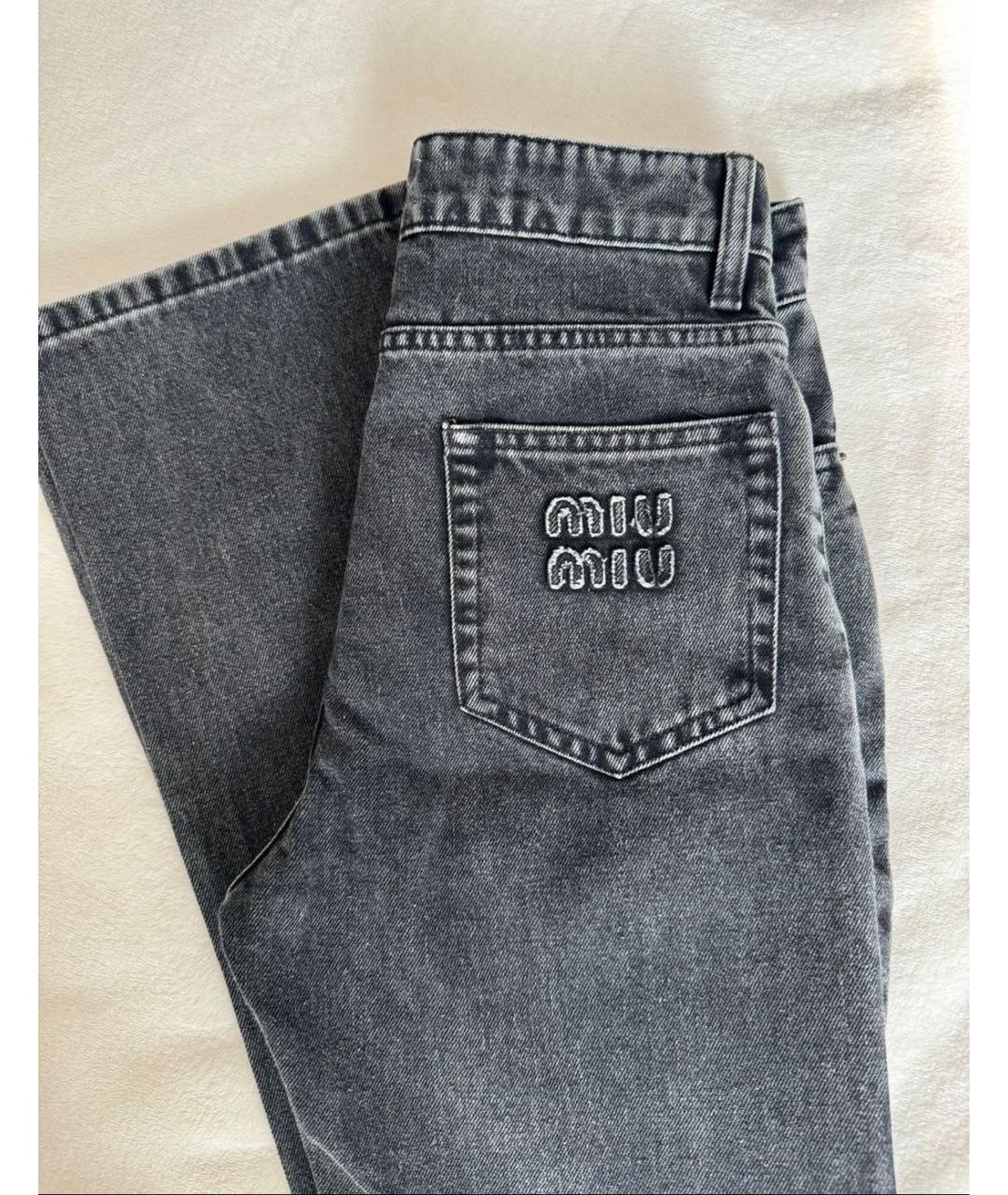 MIU MIU Черные хлопковые джинсы клеш, фото 2