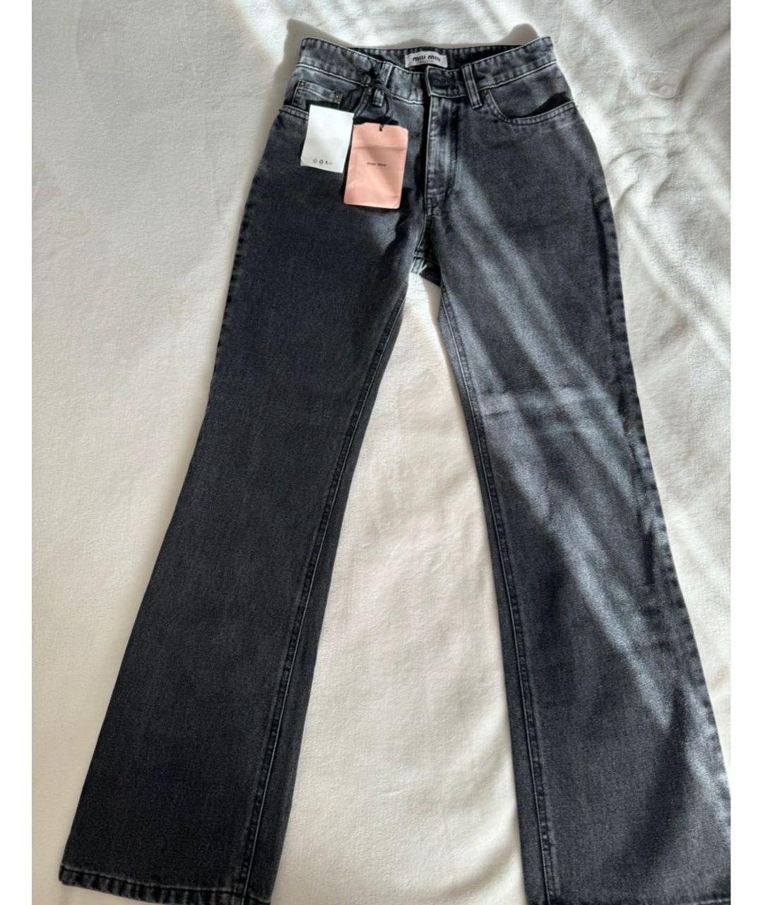 MIU MIU Черные хлопковые джинсы клеш, фото 5
