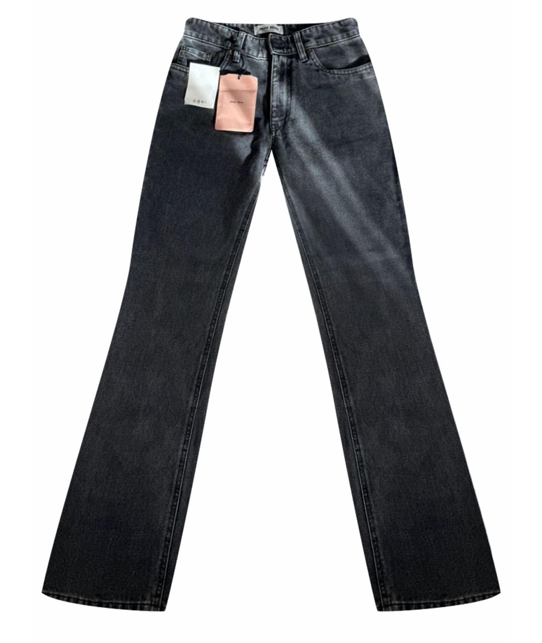 MIU MIU Черные хлопковые джинсы клеш, фото 1