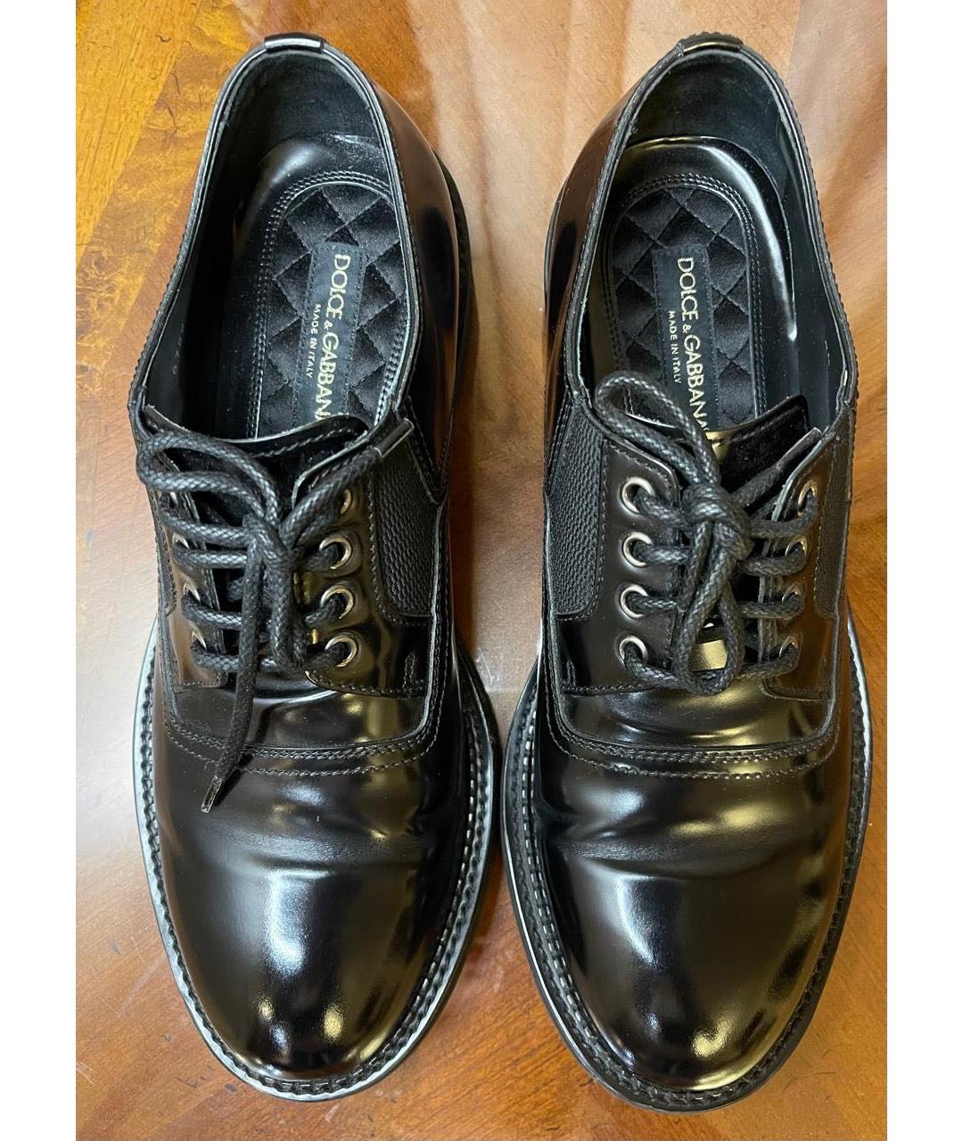 DOLCE&GABBANA Черные низкие ботинки из лакированной кожи, фото 2