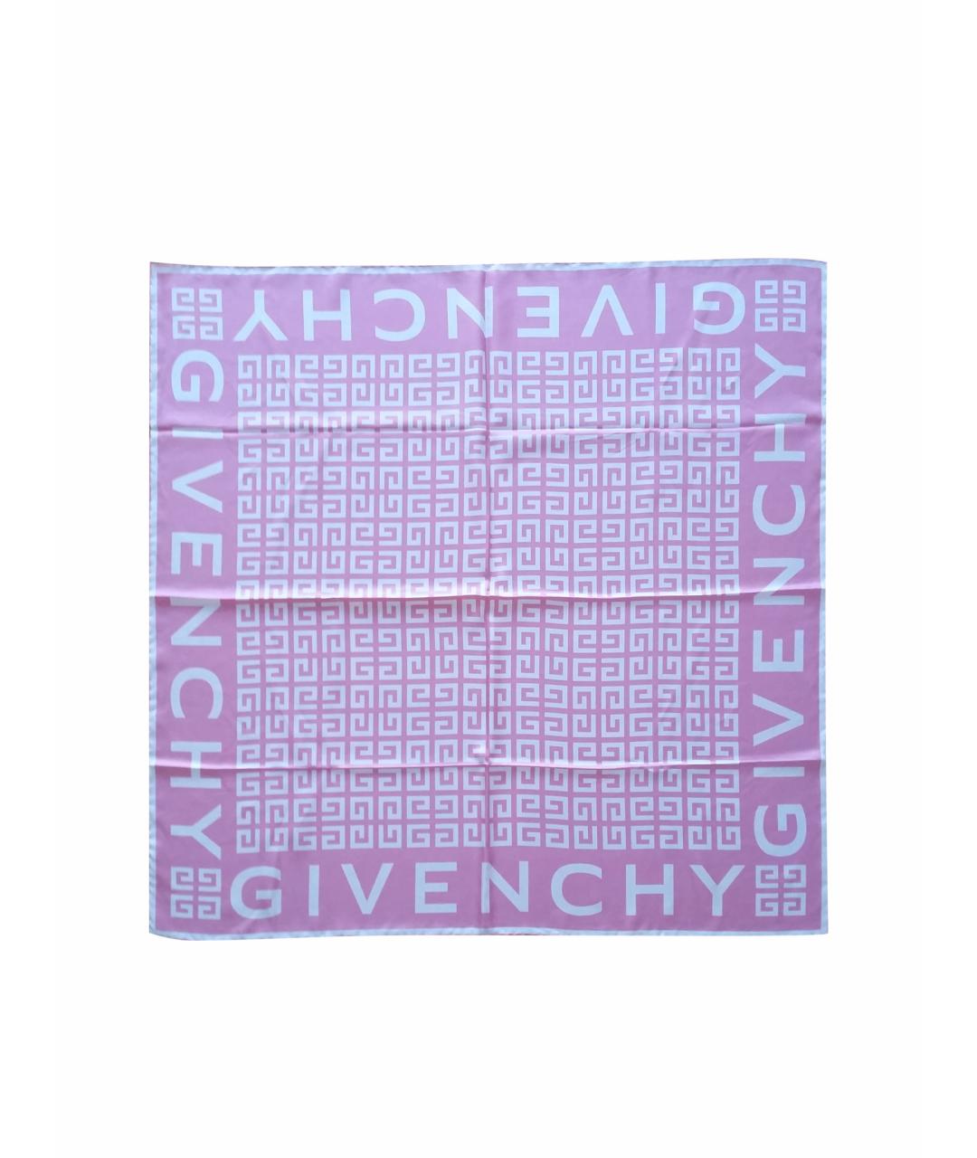 GIVENCHY Розовый шелковый платок, фото 1