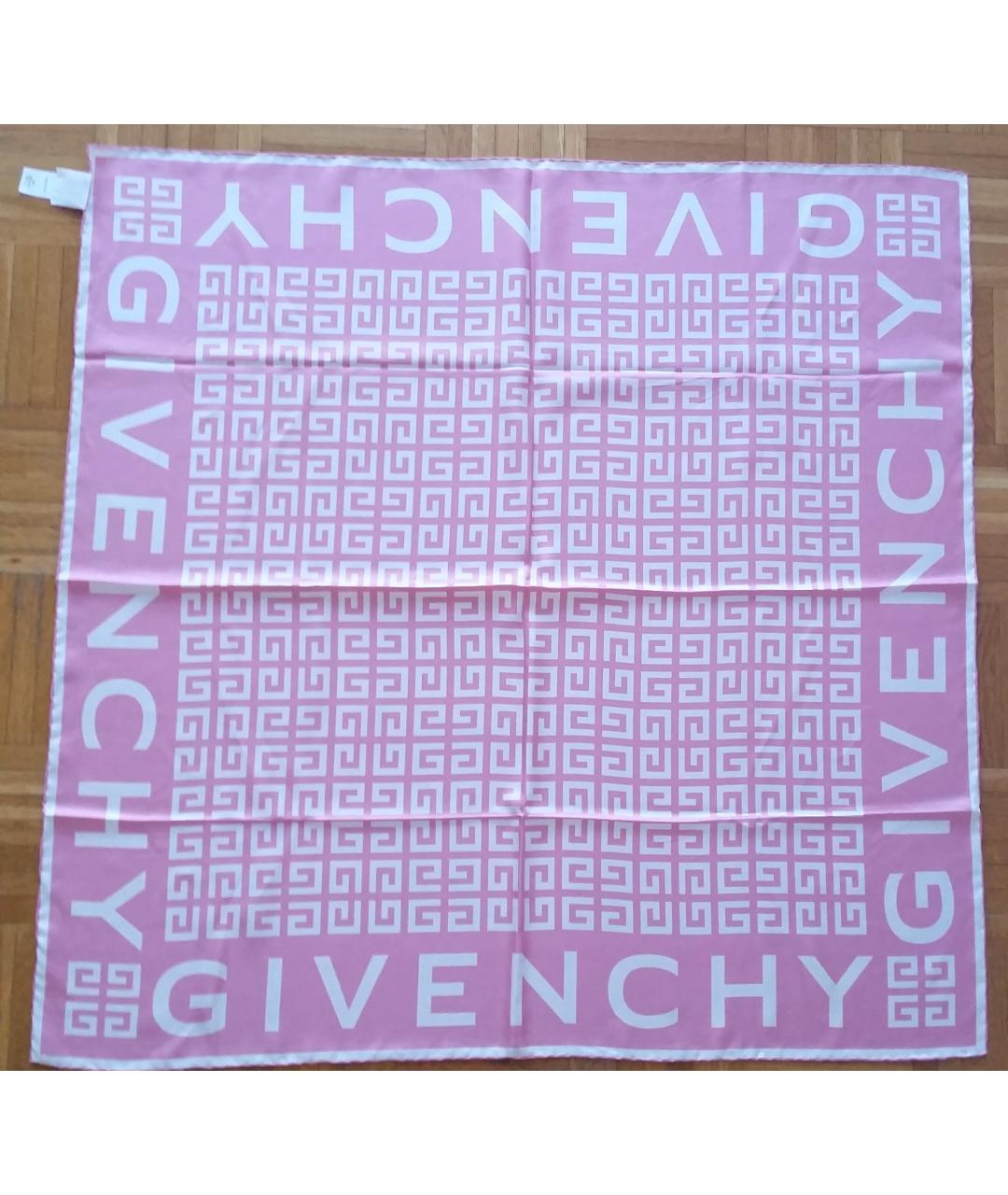 GIVENCHY Розовый шелковый платок, фото 4