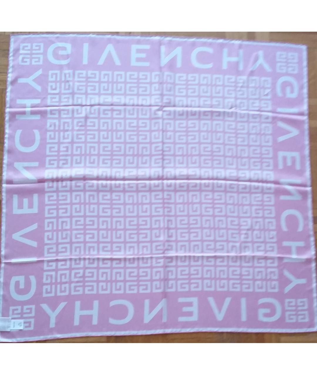 GIVENCHY Розовый шелковый платок, фото 3