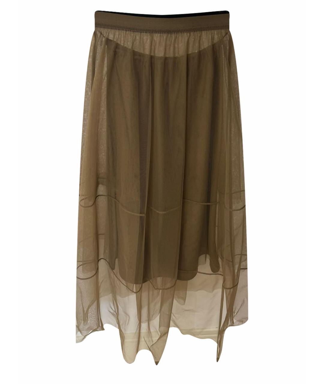 BRUNELLO CUCINELLI Бежевая шелковая юбка макси, фото 1