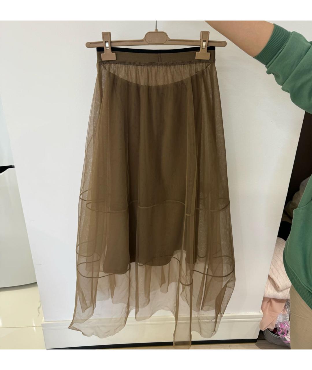 BRUNELLO CUCINELLI Бежевая шелковая юбка макси, фото 2