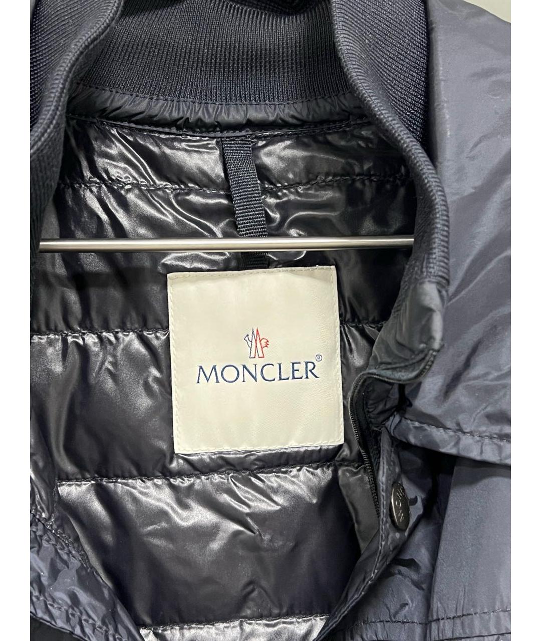 MONCLER Темно-синяя полиэстеровая куртка, фото 3