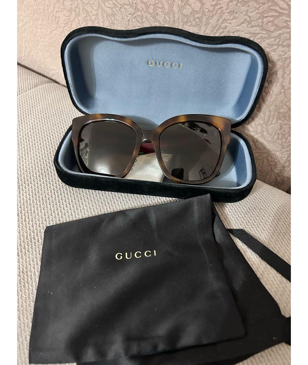 GUCCI Коричневые пластиковые солнцезащитные очки, фото 4