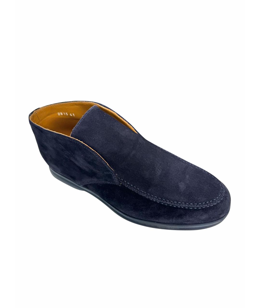 DOUCAL'S Темно-синие замшевые низкие ботинки, фото 1
