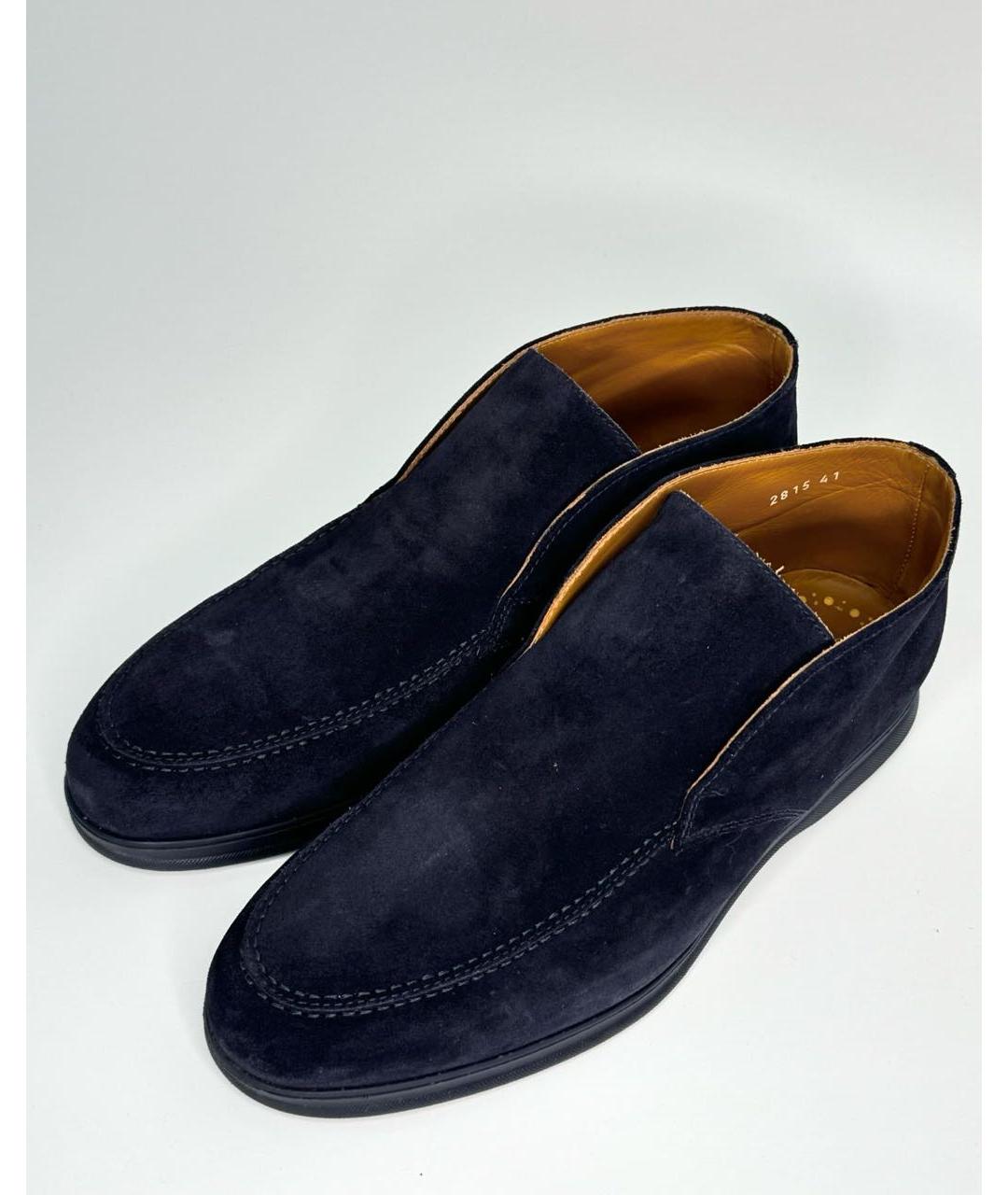DOUCAL'S Темно-синие замшевые низкие ботинки, фото 2