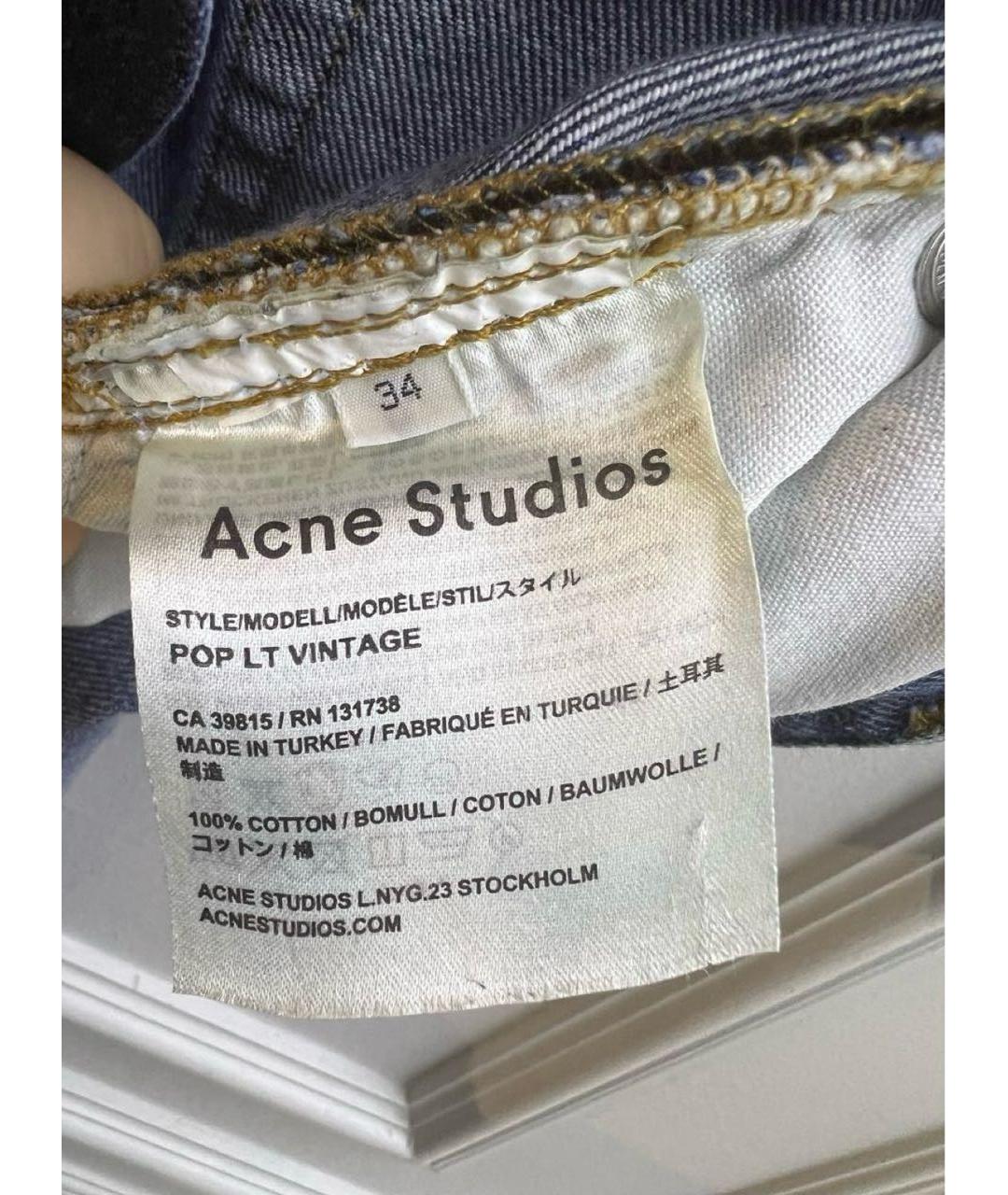 ACNE STUDIOS Синие хлопковые джинсы слим, фото 4