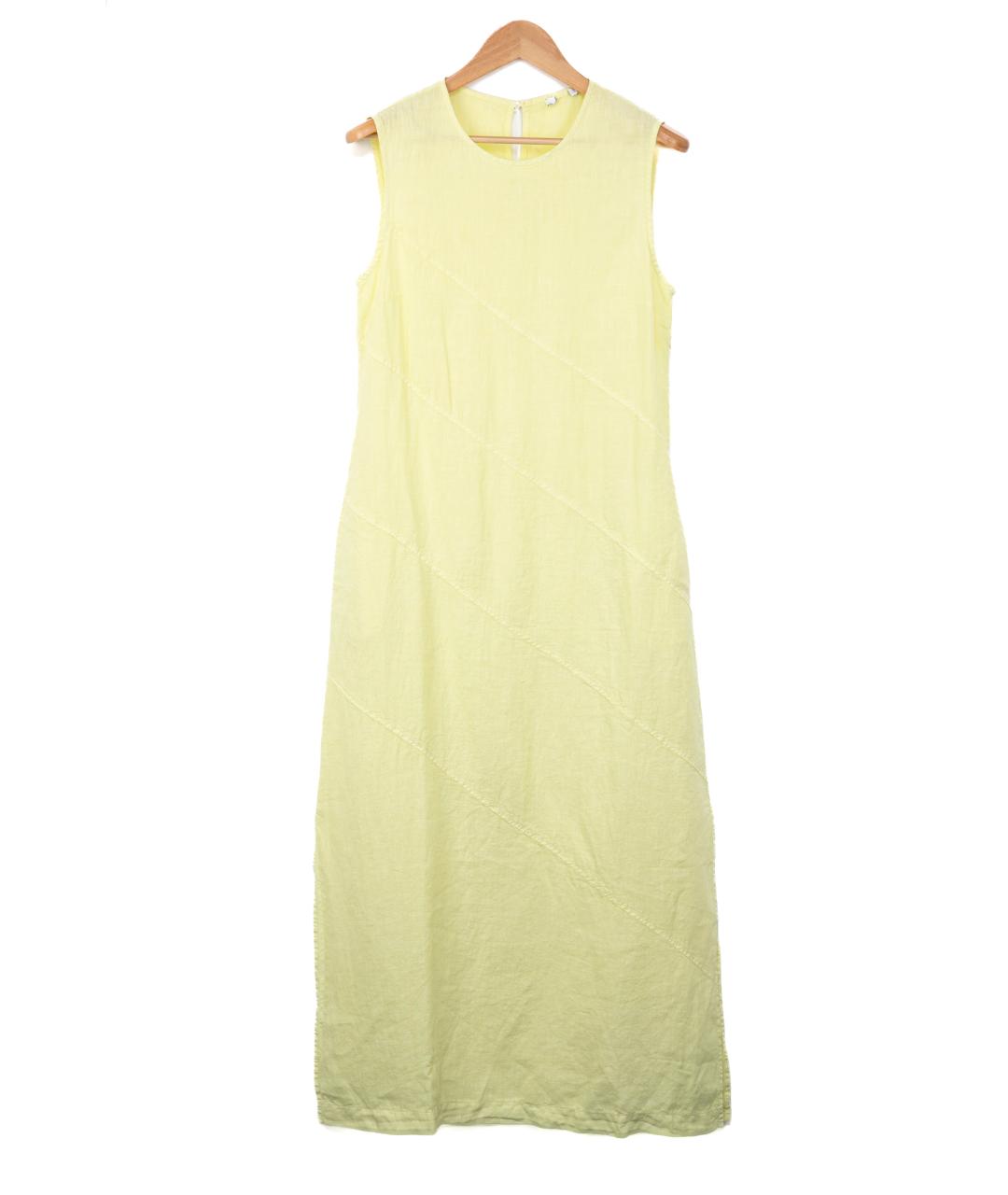 PESERICO Желтое льняное повседневное платье, фото 5