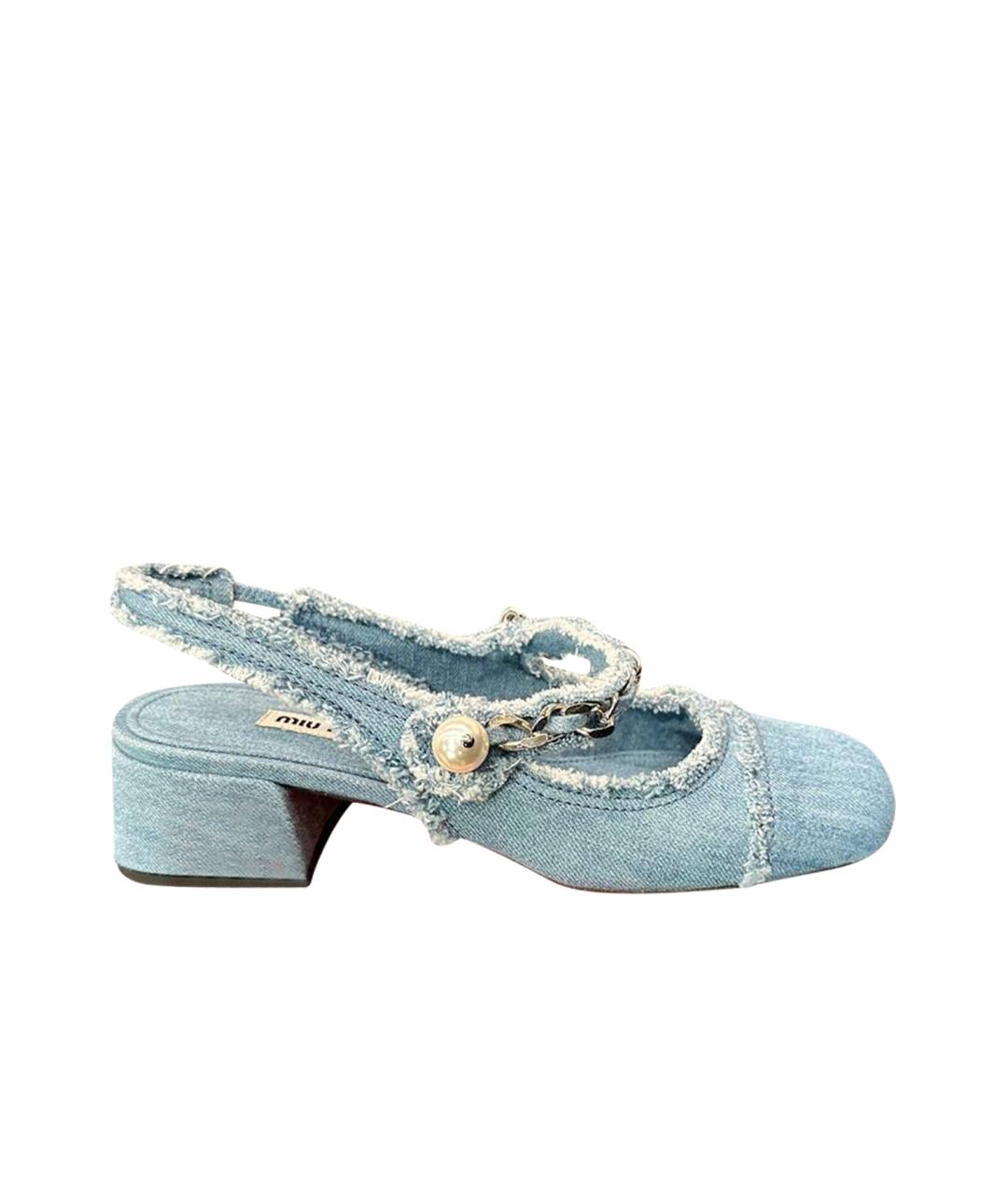 MIU MIU Голубые текстильные туфли, фото 1