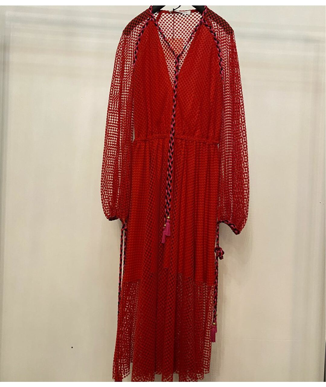 PHILOSOPHY DI LORENZO SERAFINI Красное полиэстеровое платье, фото 4