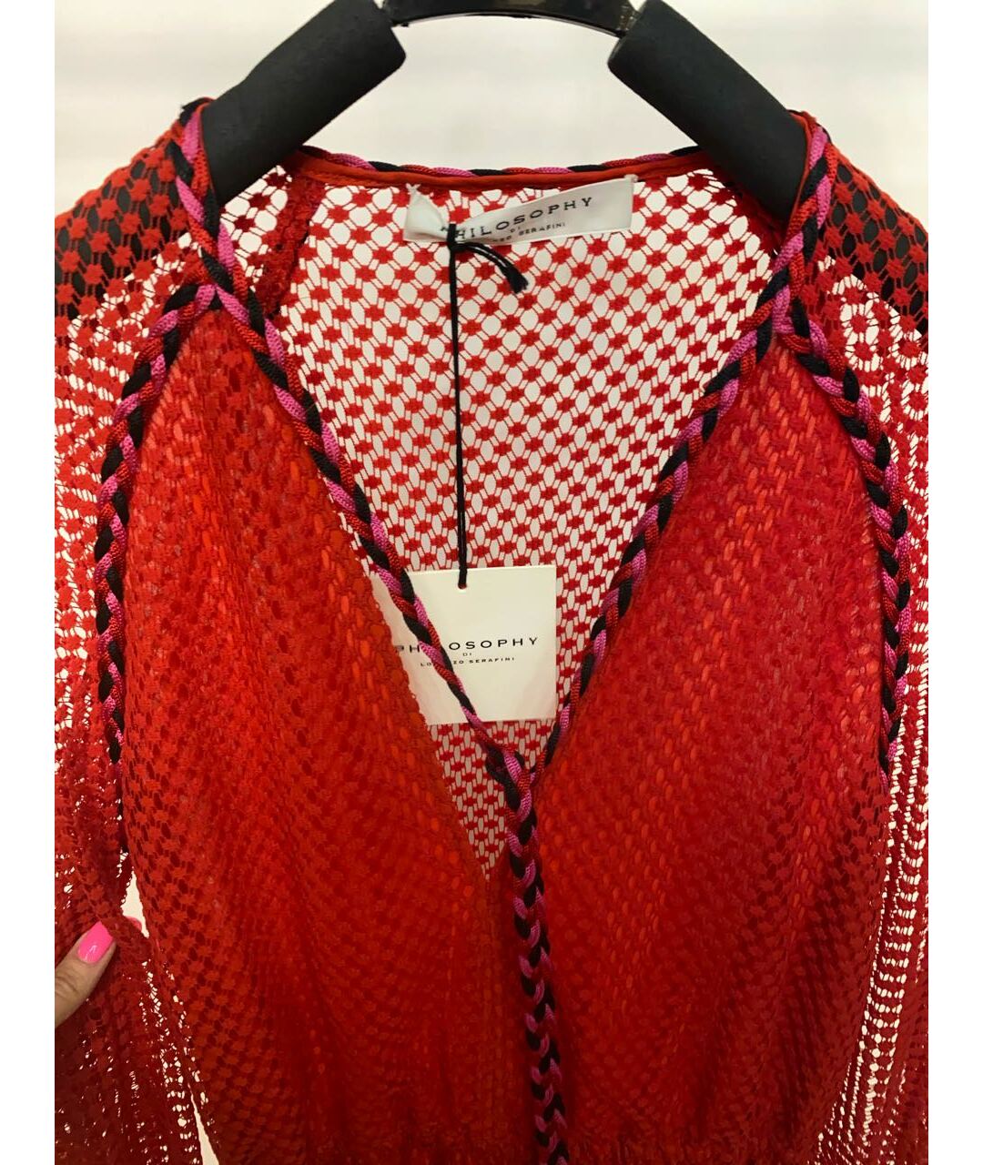 PHILOSOPHY DI LORENZO SERAFINI Красное полиэстеровое платье, фото 3