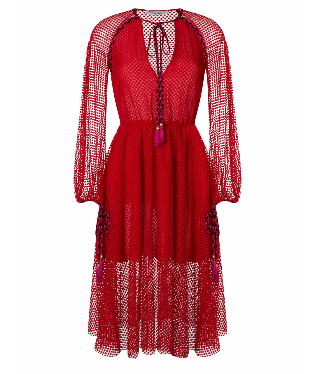 PHILOSOPHY DI LORENZO SERAFINI Красное полиэстеровое платье, фото 1