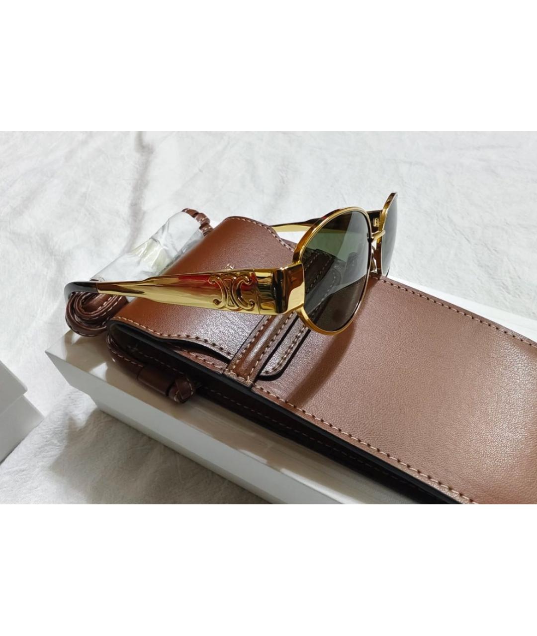 CELINE Золотые металлические солнцезащитные очки, фото 5