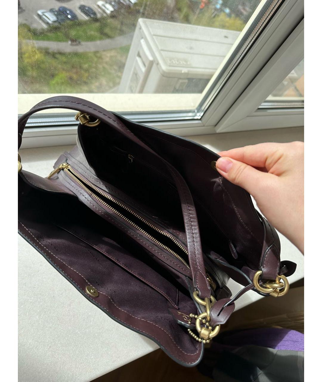 COACH Кожаная сумка с короткими ручками, фото 5