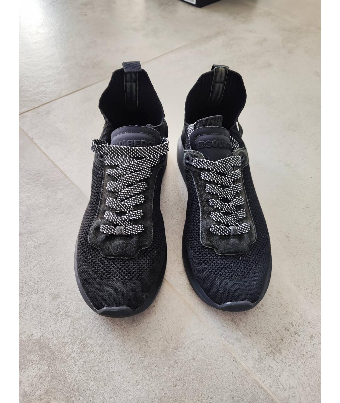 DSQUARED2 Черные текстильные низкие кроссовки / кеды, фото 2