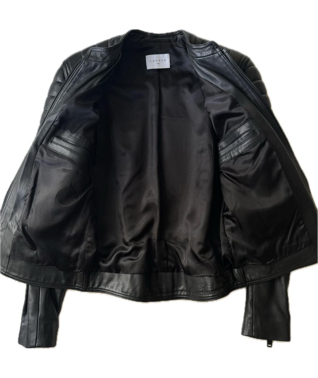 SANDRO Черная кожаная куртка, фото 4