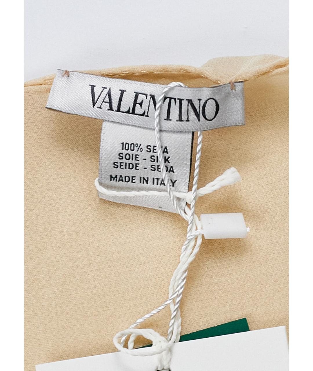 VALENTINO Бежевый шелковый шарф, фото 3