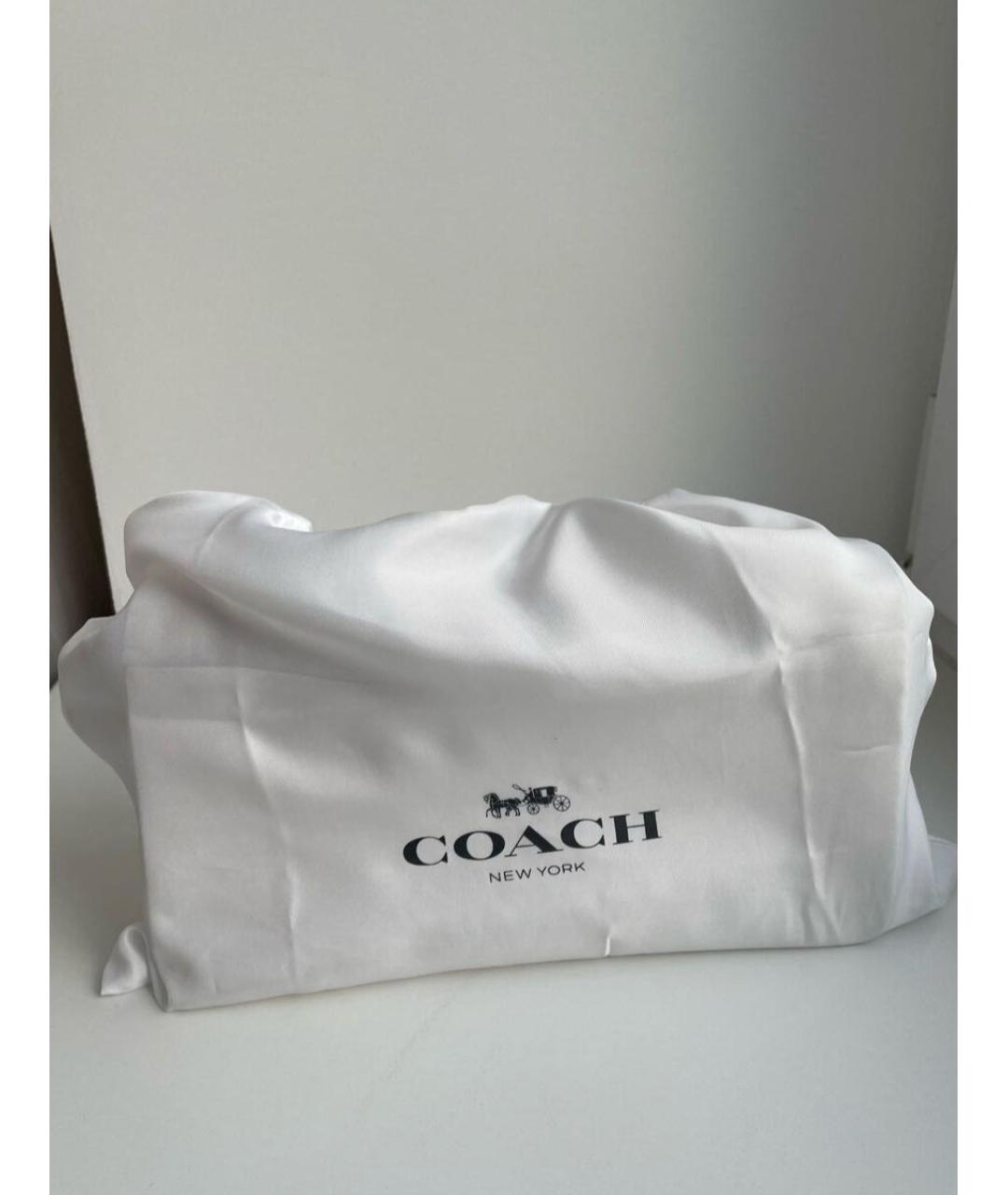 COACH Бежевая кожаная сумка с короткими ручками, фото 5