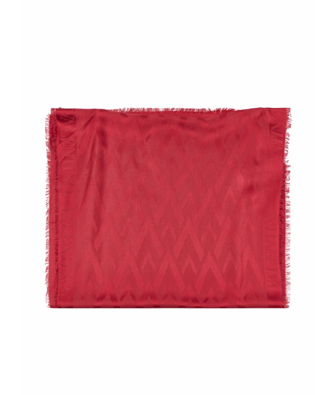 VALENTINO Бордовый шелковый шарф, фото 1