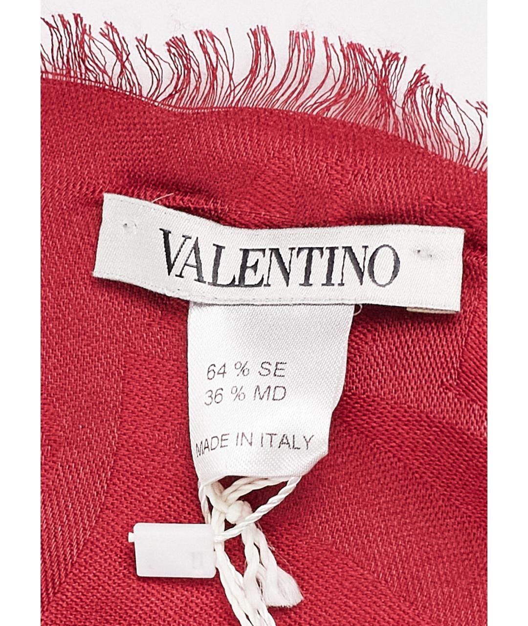 VALENTINO Бордовый шелковый шарф, фото 3