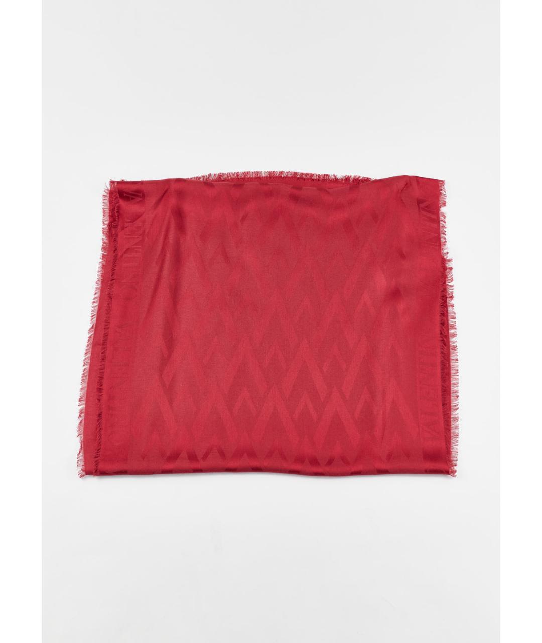 VALENTINO Бордовый шелковый шарф, фото 5