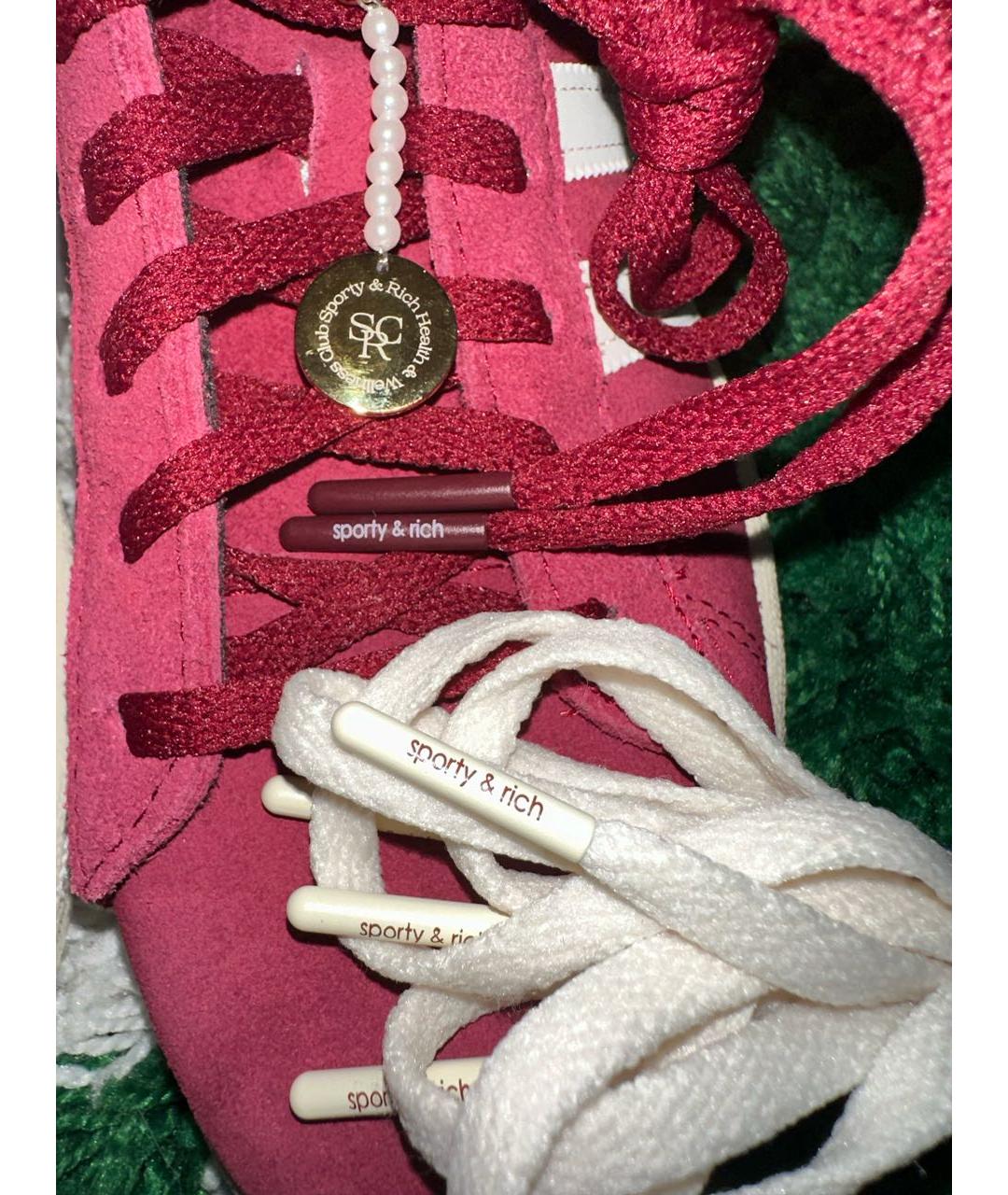 SPORTY AND RICH Розовые замшевые низкие кроссовки / кеды, фото 7