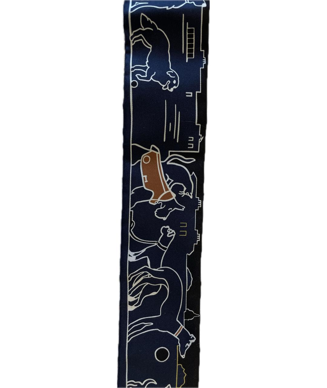 HERMES PRE-OWNED Темно-синий шелковый платок, фото 5