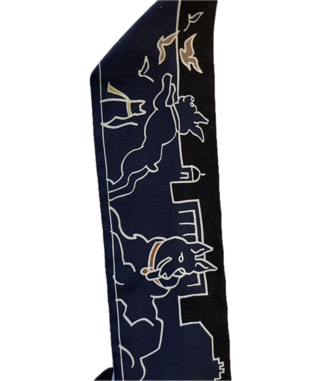 HERMES PRE-OWNED Темно-синий шелковый платок, фото 3