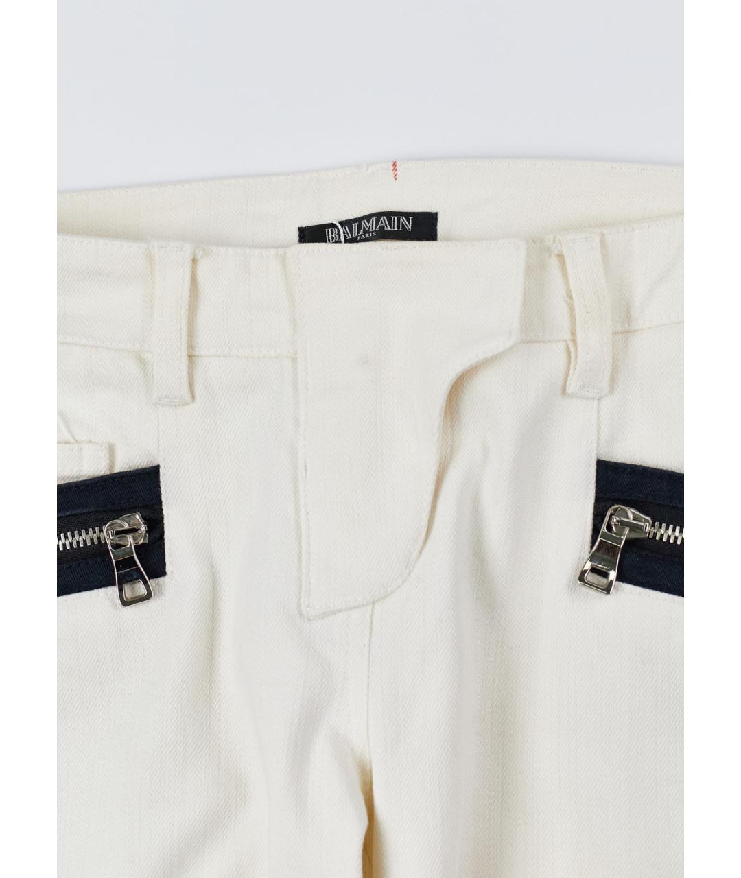 BALMAIN Белые хлопко-эластановые прямые джинсы, фото 3