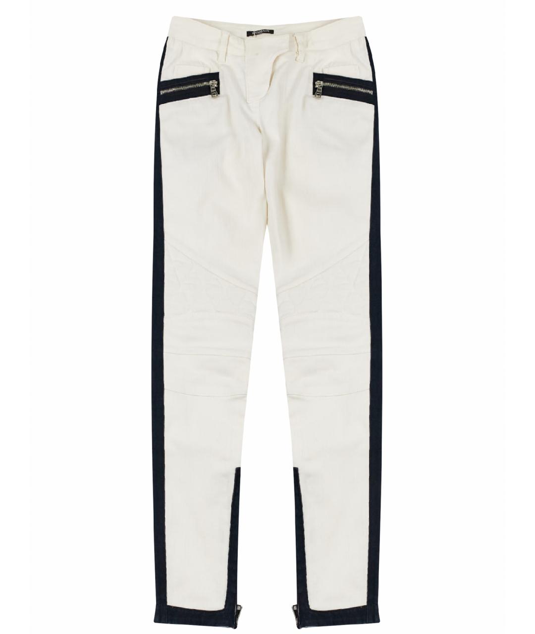 BALMAIN Белые хлопко-эластановые прямые джинсы, фото 1