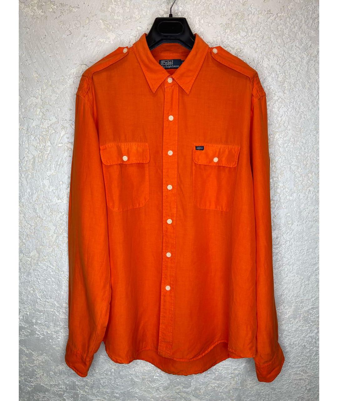 POLO RALPH LAUREN Оранжевая льняная кэжуал рубашка, фото 9