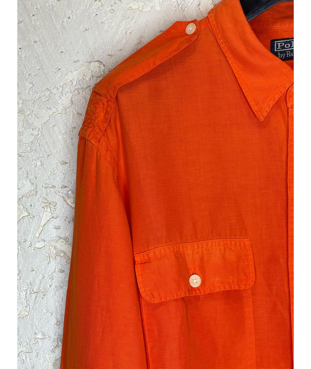 POLO RALPH LAUREN Оранжевая льняная кэжуал рубашка, фото 5