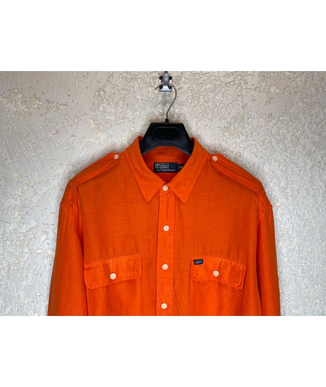 POLO RALPH LAUREN Оранжевая льняная кэжуал рубашка, фото 2